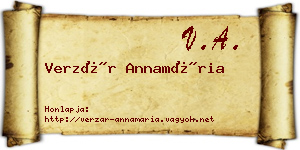 Verzár Annamária névjegykártya